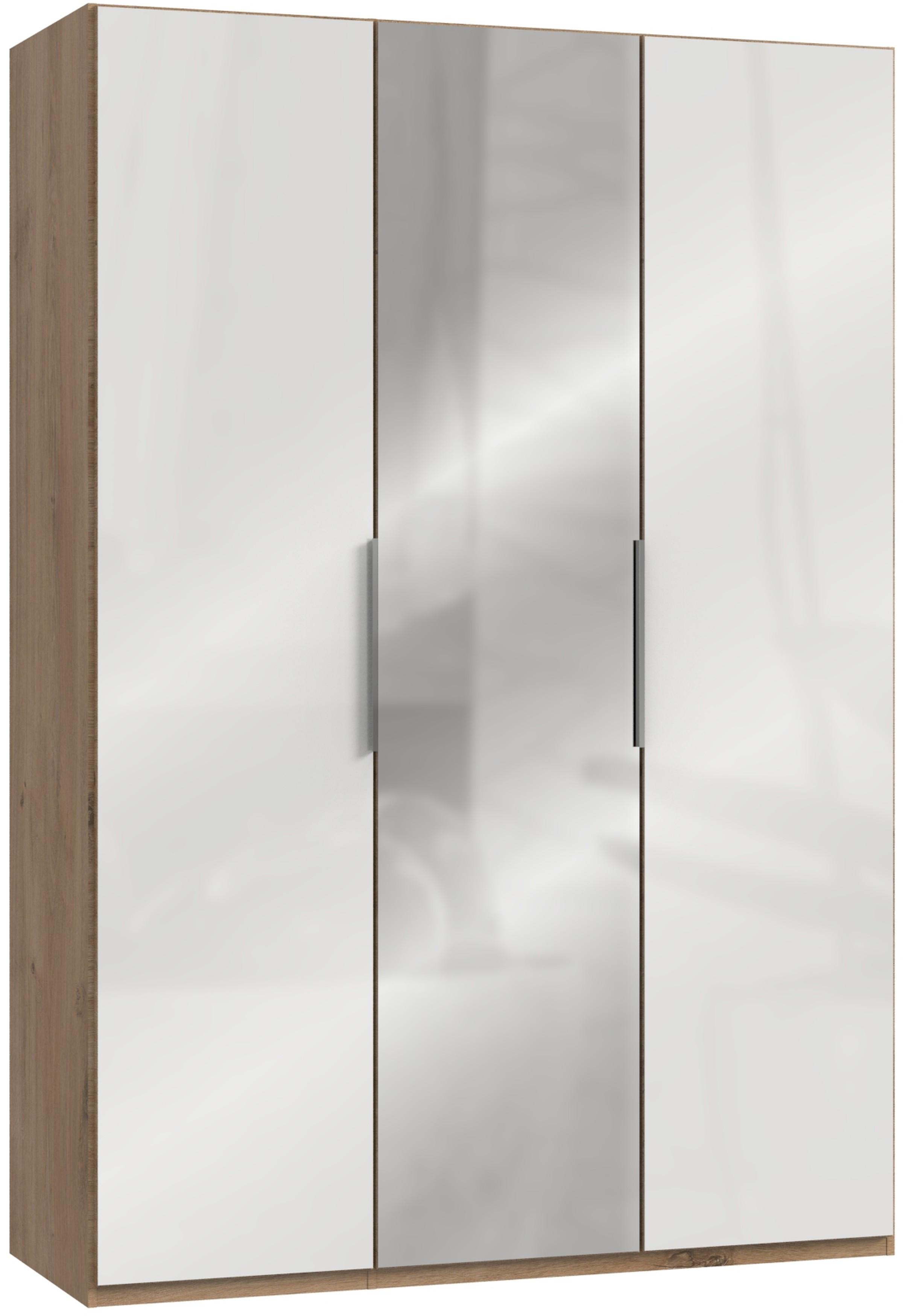 Drehtürenschrank 150cm Level, Weiß/eiche Dekor - Eichefarben/Weiß, MODERN, Glas/Holzwerkstoff (150/216/58cm) - MID.YOU