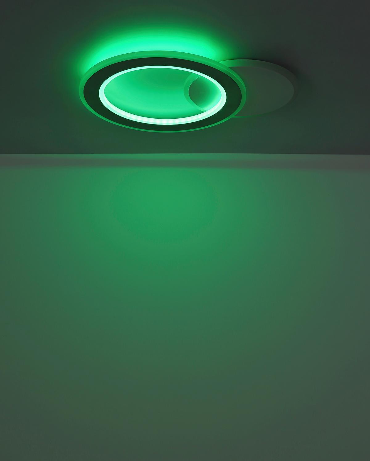 LED-Deckenleuchte 2700-6000k - Hellgrau/Schwarz, Design, Kunststoff/Metall (51/38/4cm) - Globo