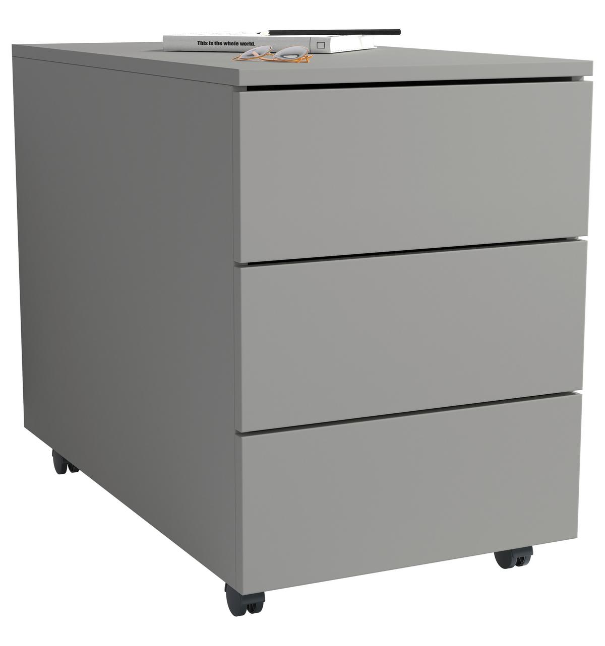 Rollcontainer Dalosa Grau B: 39 cm - Schwarz/Grau, Design, Holzwerkstoff/Kunststoff (39/55/70cm) - MID.YOU