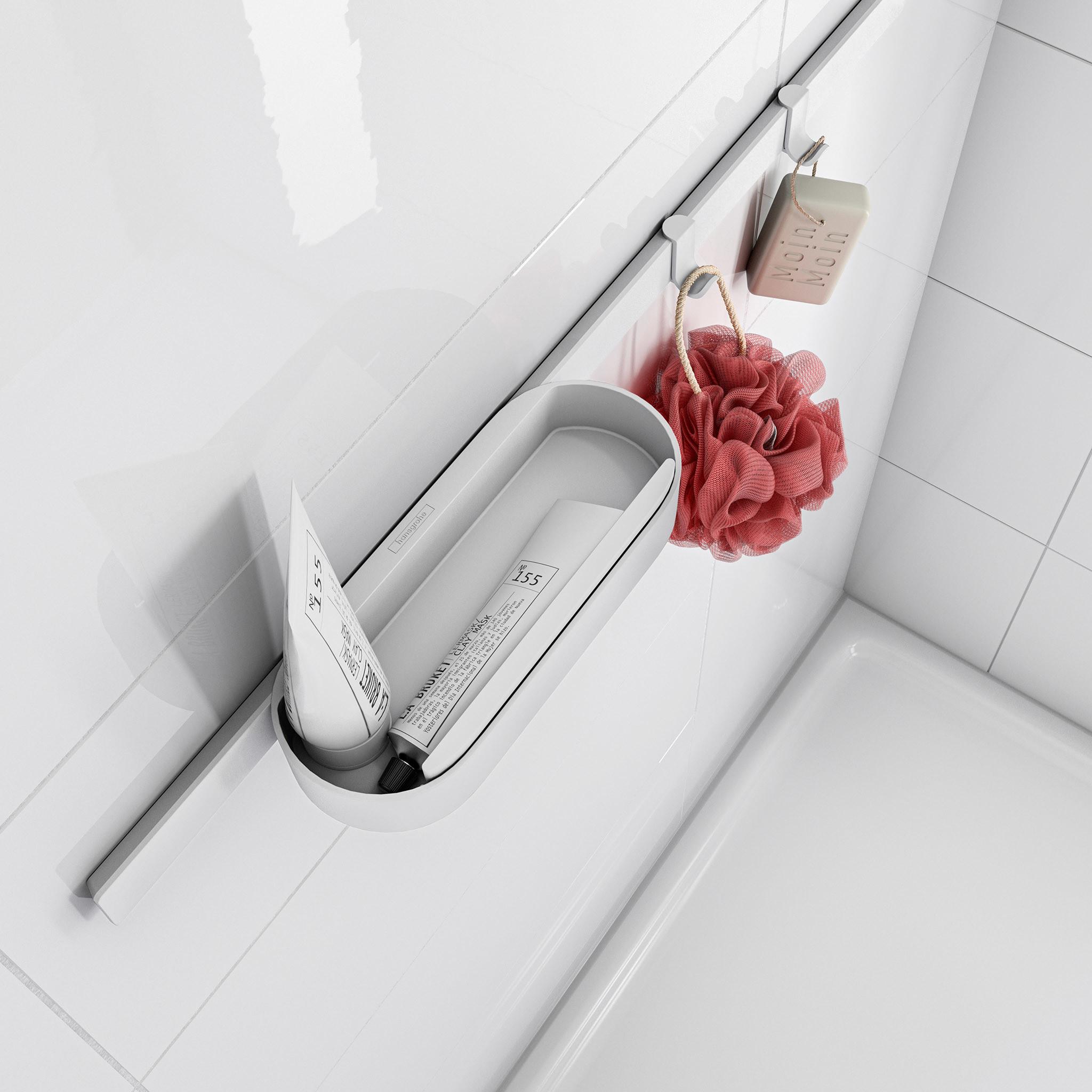 Duschablage Wallstoris MW Kunststoff B: 56,1 cm, Weiß - Weiß, Basics, Kunststoff (56,1/17,1/8,4cm) - Hansgrohe