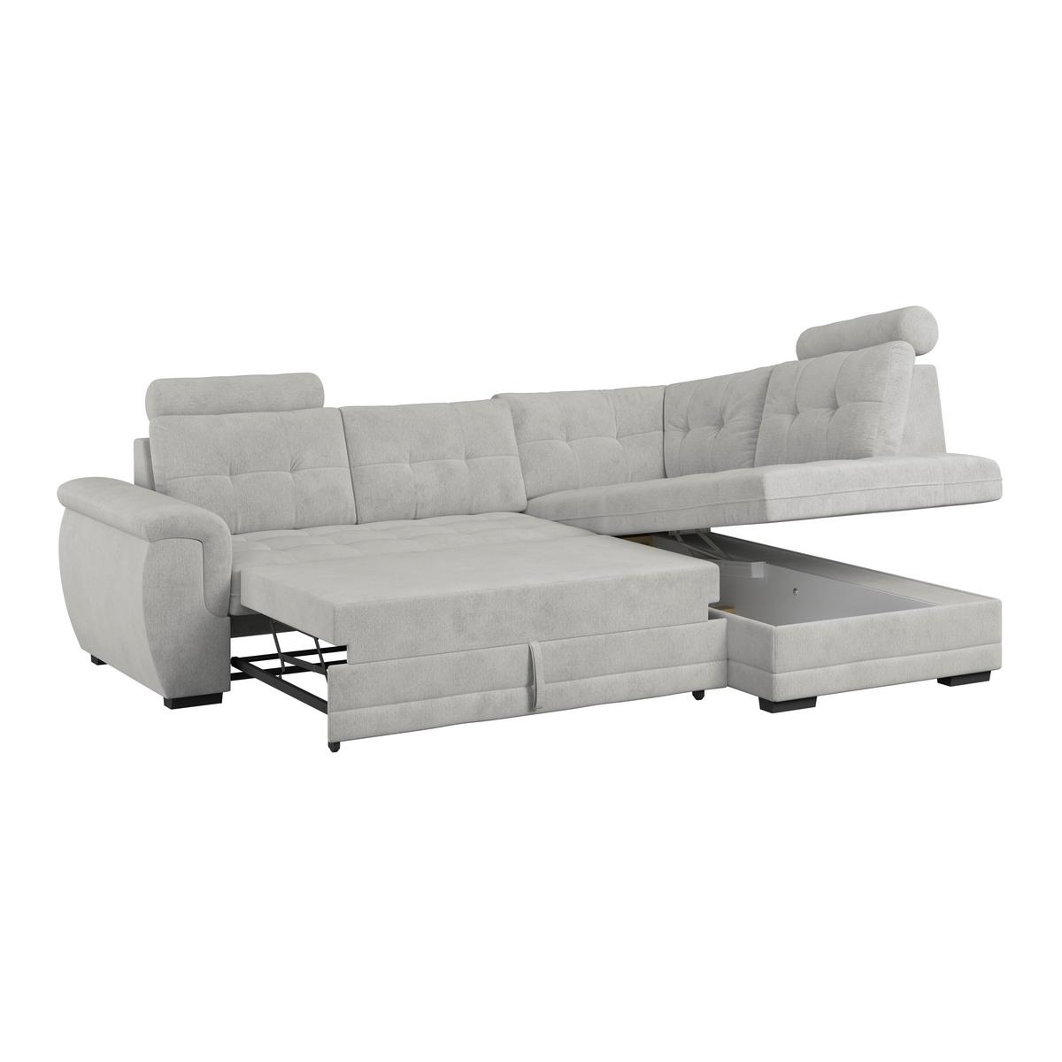 Ecksofa mit Schlaffunktion Falco new Silber 251x183 cm - Silberfarben/Schwarz, KONVENTIONELL, Textil (251/183cm) - Ondega