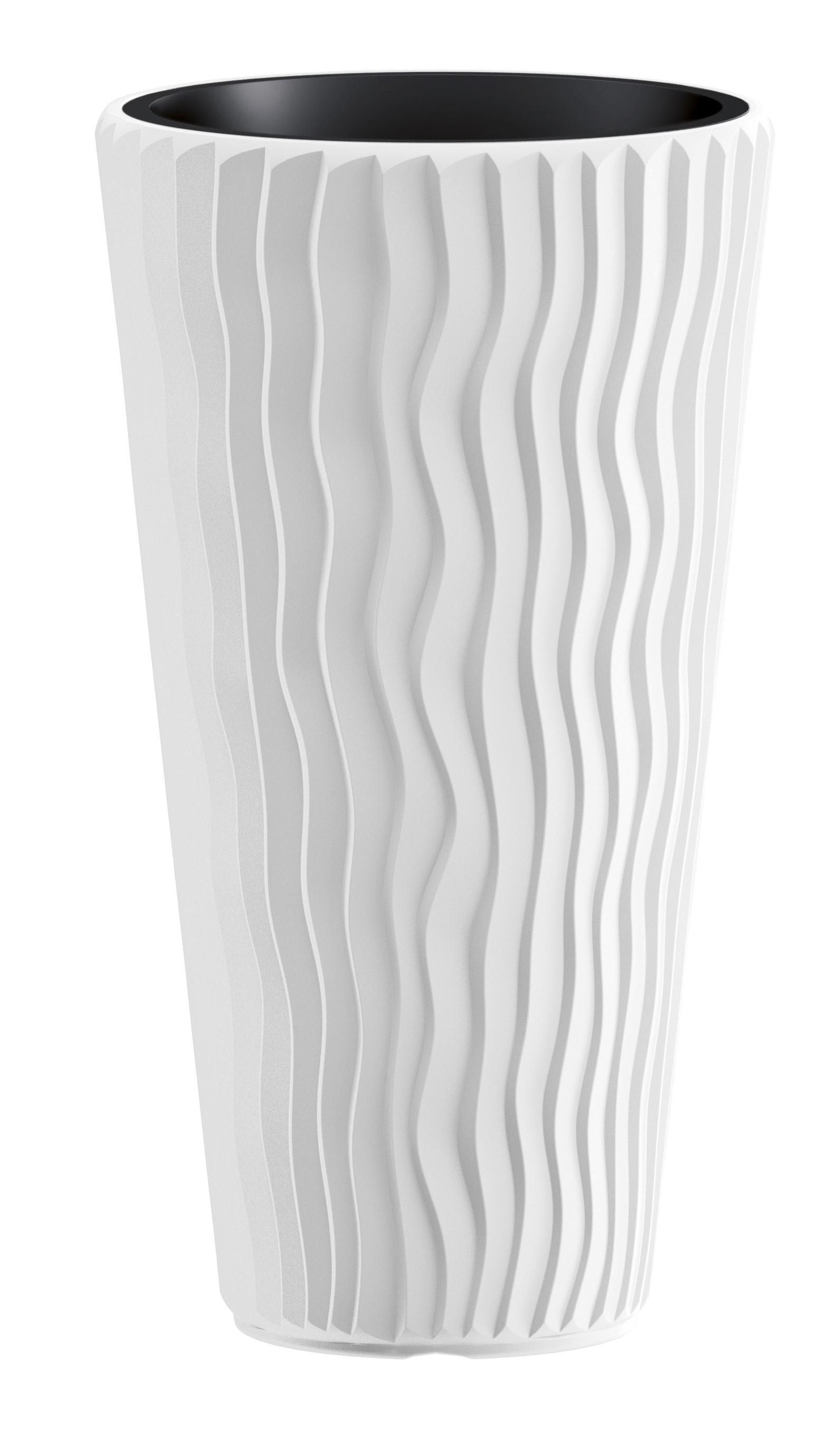 Kaspó Sandy Slim 35cm - fehér, műanyag (35cm)