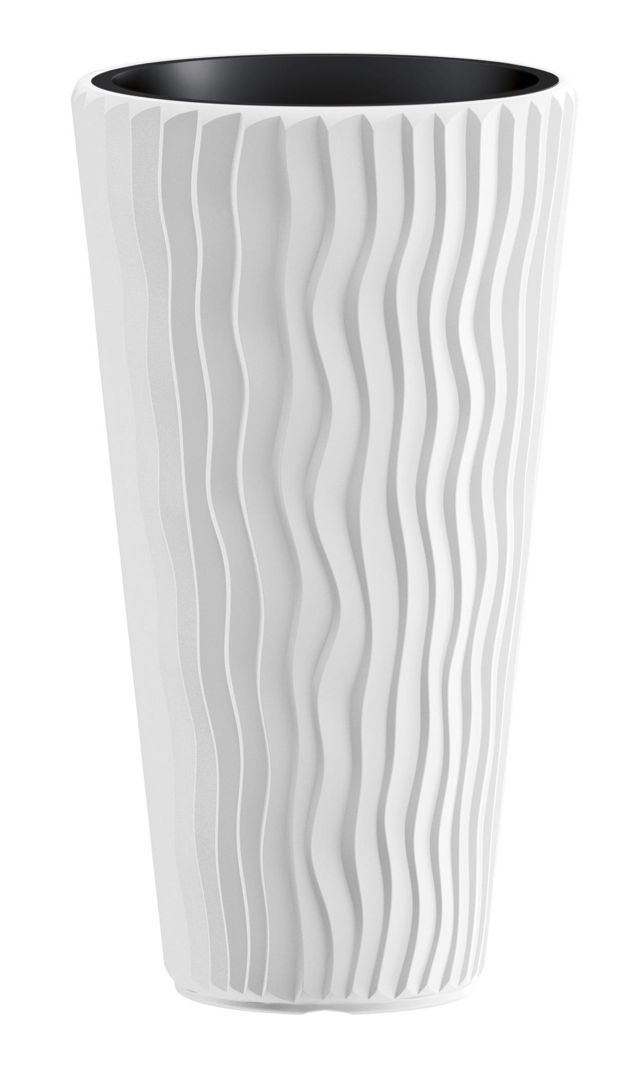 Kaspó Sandy Slim 35cm - fehér, műanyag (35cm)