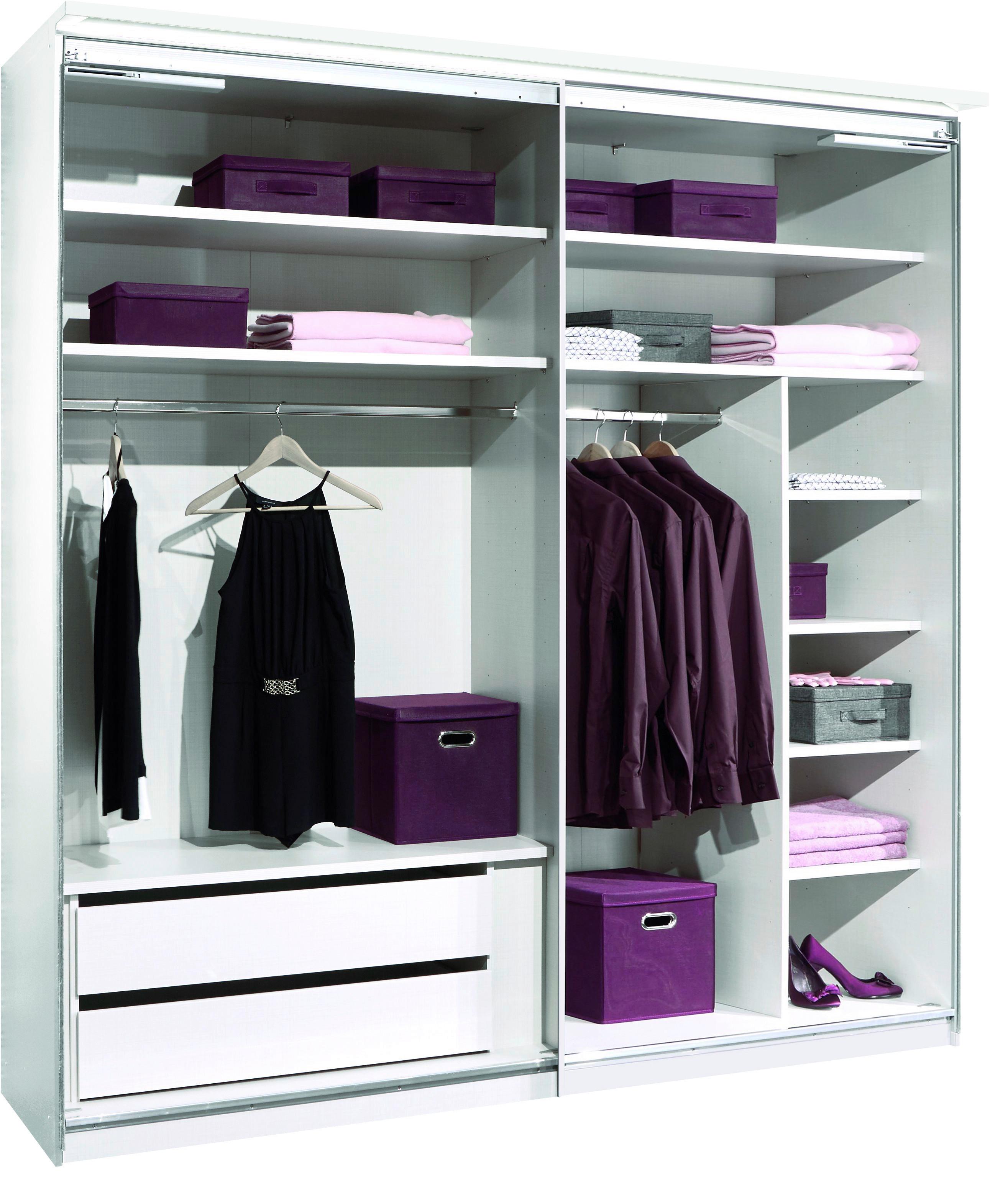 Schwebetürenschrank Glasfront 188 Cm Includo, Hellgrau/weiß - Dunkelgrau/Hellgrau, MODERN, Glas/Holzwerkstoff (188/222/68cm)