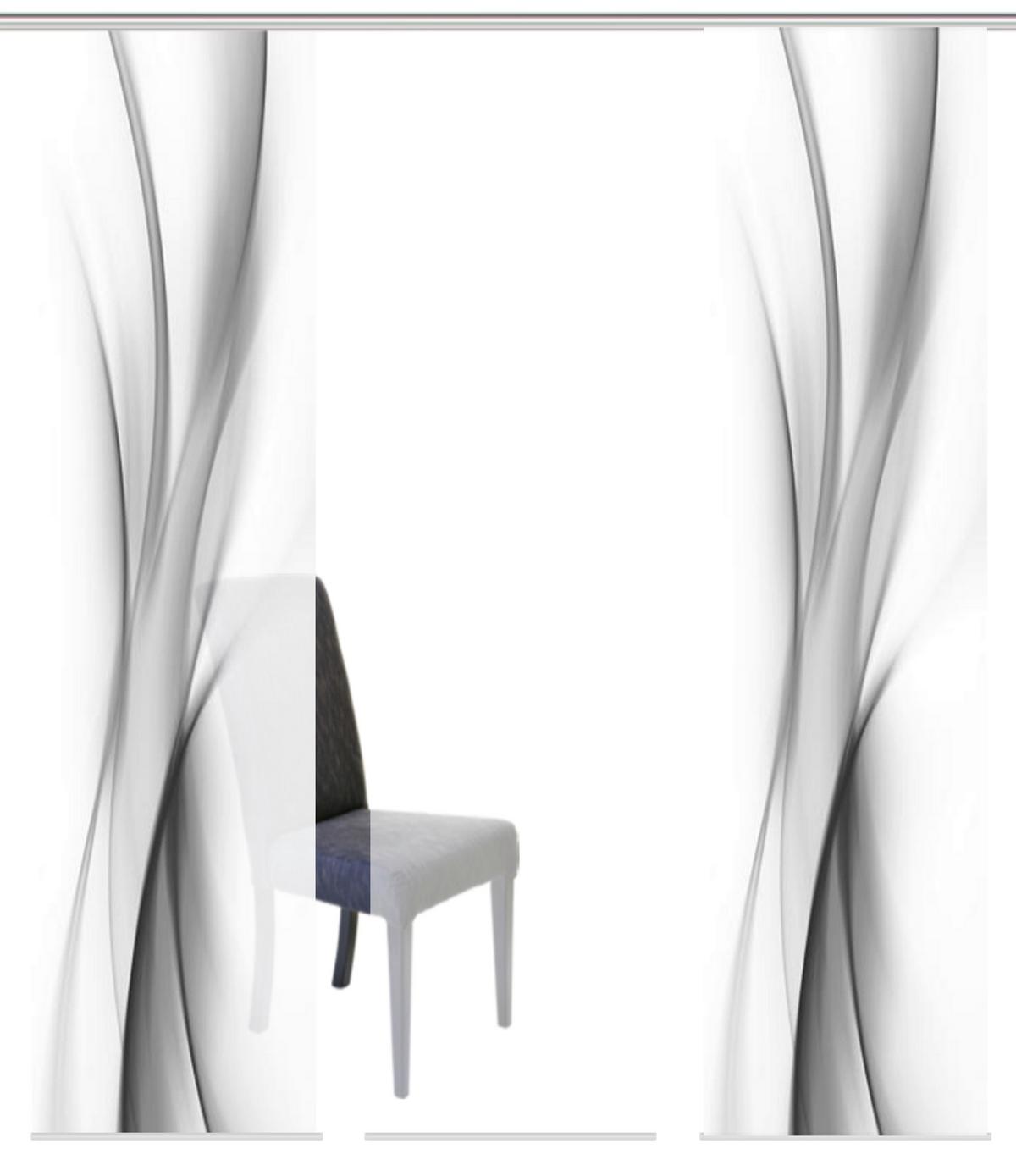 Flächenvorhang 3er Set Rochelle - Dunkelgrau/Hellgrau, Design, Textil (60/245cm) - Schmidt W. Gmbh