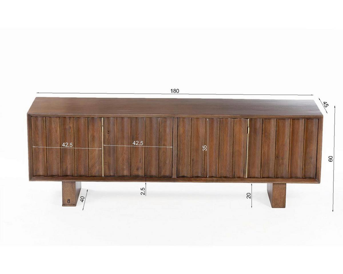 Lowboard Mangoholz braun B: 180cm - Braun, Design, Holz (180/60/45cm) - MID.YOU