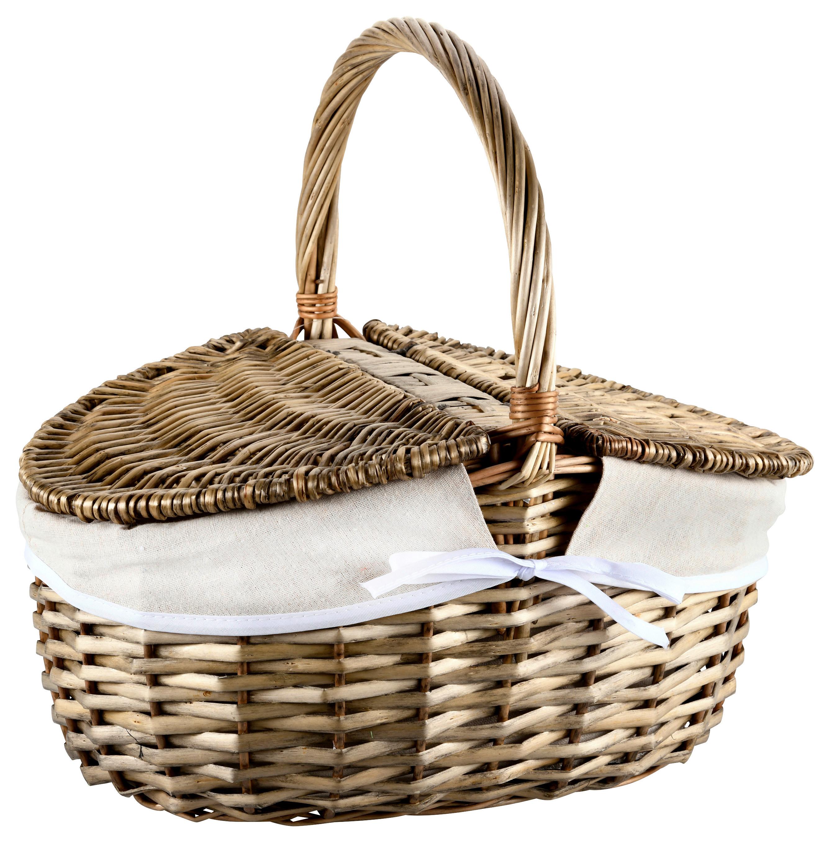 Picknickkorb Braun L: 40 cm - Braun, Basics, Naturmaterialien/Textil (40/28/36cm) - Kesper