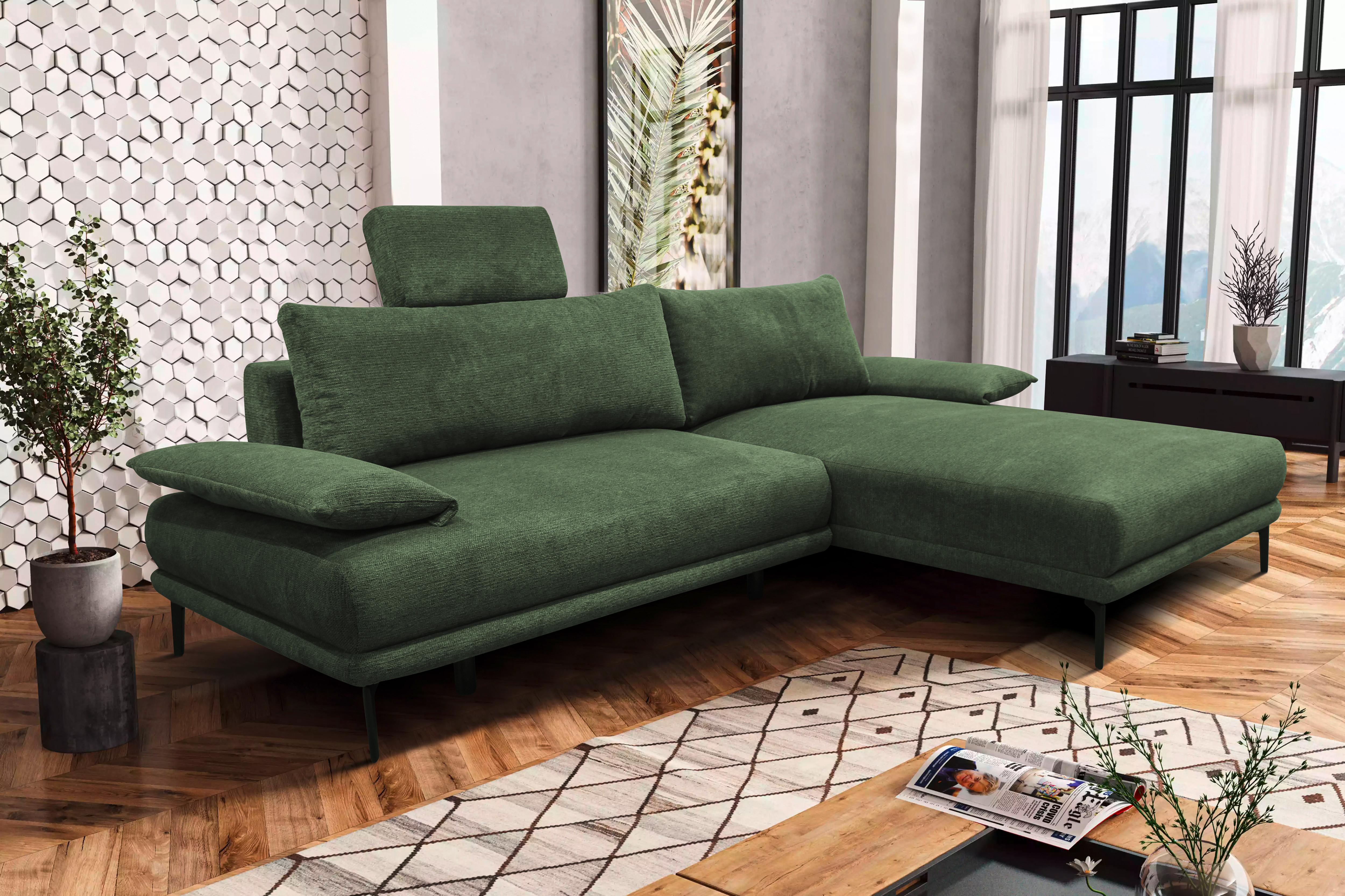 Ecksofa mit Bettkasten Lagacy 260x192 cm Webstoff Grün - Schwarz/Grün, Design, Textil (260/192cm) - MID.YOU