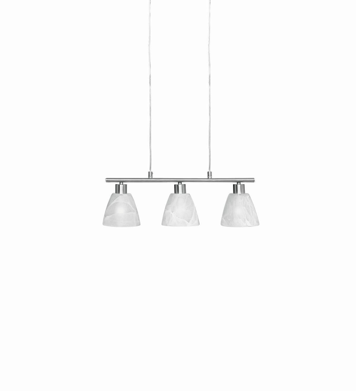 Hängeleuchte Renate H: 120 Cm 3-Flammig Mit Alabasterglas - Nickelfarben, KONVENTIONELL, Glas/Metall (53/13/120cm) - Ondega