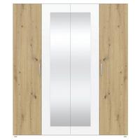 Kleiderschrank Jan, Weiß Eiche Artisan Dekor, B: 180 cm - Weiß/Eiche Artisan, Trend, Glas/Holzwerkstoff (180/210/52cm)