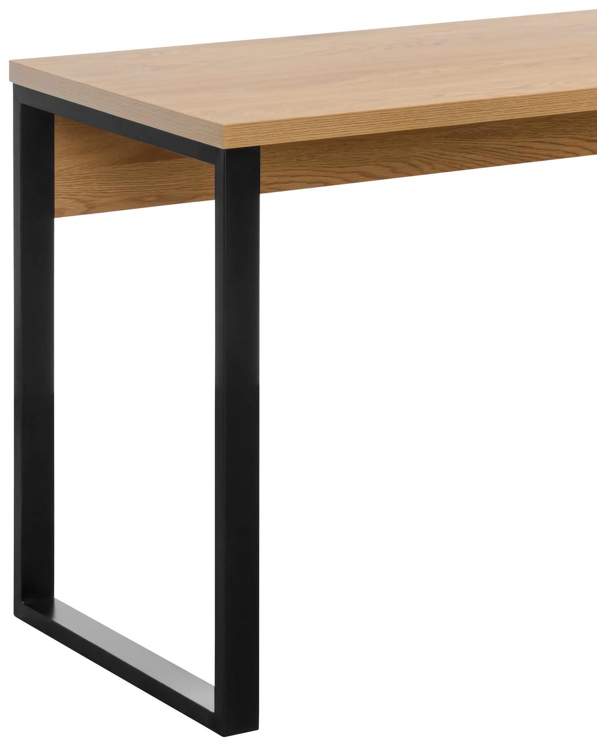 Schreibtisch Pluto Schwarz/Eichefarben L: 140 cm - Eichefarben/Schwarz, MODERN, Holzwerkstoff/Metall (140/59/76cm) - Livetastic