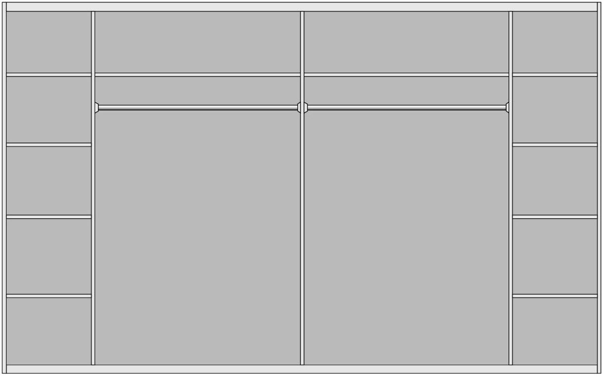 Skriňa s posuvnými dverami MATCH,šírka 315cm - farba duba/svetlosivá, Modern, kov/kompozitné drevo (311,9/225,5/60,3cm)