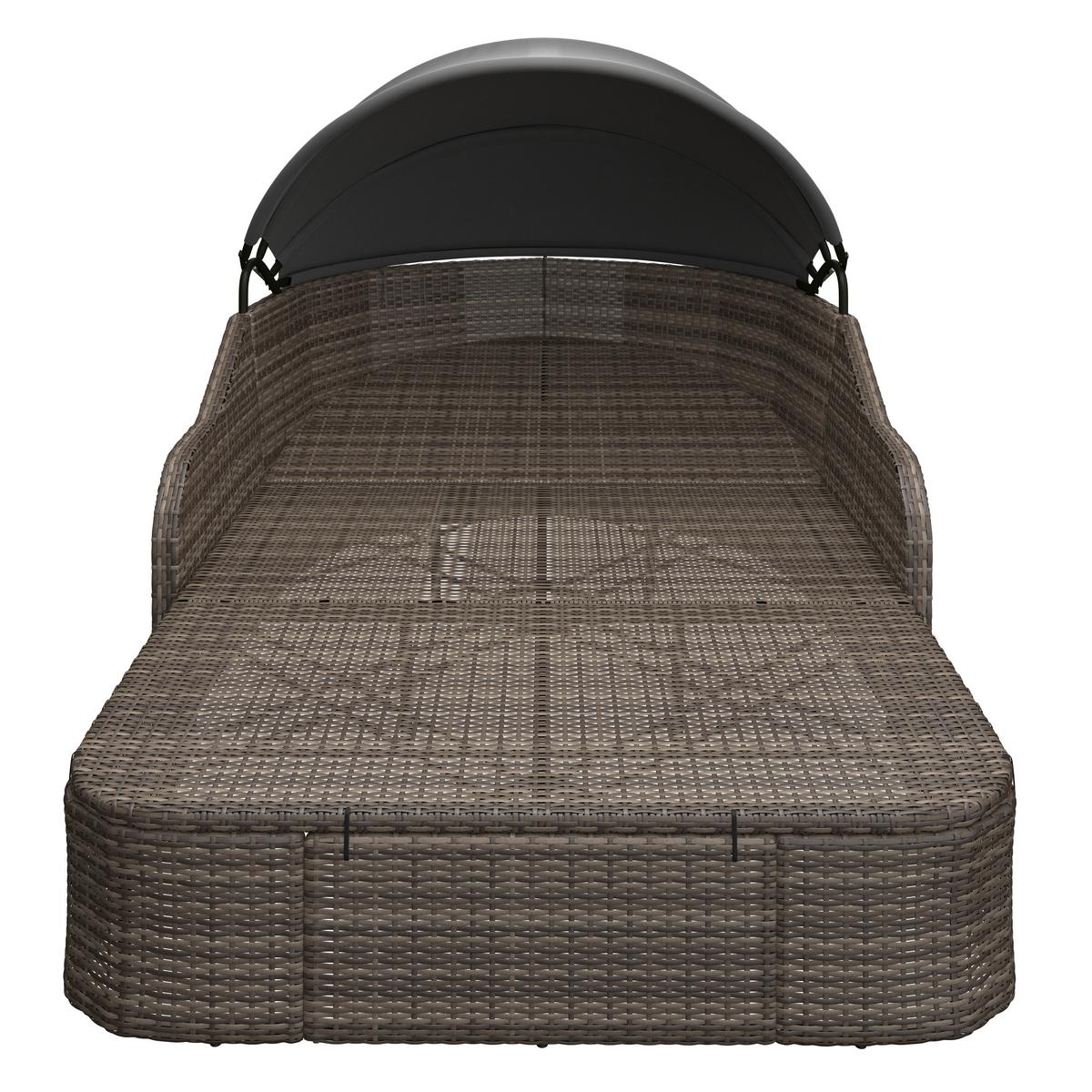 Sonneninsel Rio Grau/Schwarz Metall/Kunststoff/Textil +dach - Schwarz/Grau, MODERN, Kunststoff/Textil (206/132/64cm) - Beldano