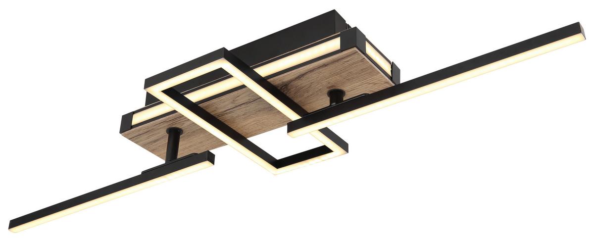 LED-Deckenleuchte 67299d2 - Dunkelbraun/Opal, Design, Holzwerkstoff/Kunststoff (68/46/12cm) - Globo