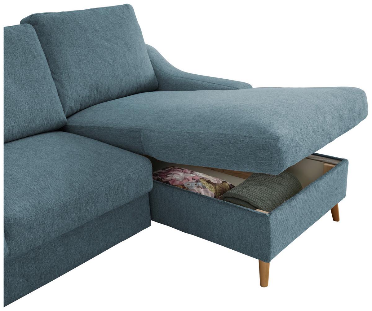 Ecksofa Valentina Blau S: 228/150 cm - Blau/Schwarz, Design, Textil (228/150cm) - MID.YOU