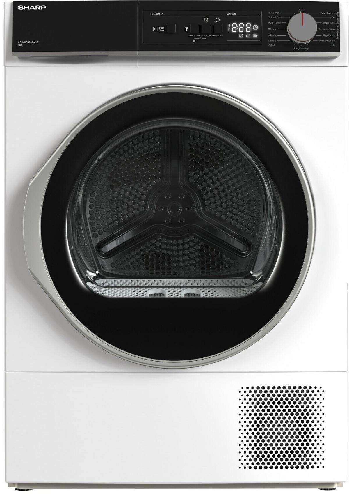 Wärmepumpentrockner Kd-Nha8s6 Gw1d-De, Füllmenge 8 Kg - Weiß, Basics, Kunststoff (59,6/84,5/60,9cm) - Sharp