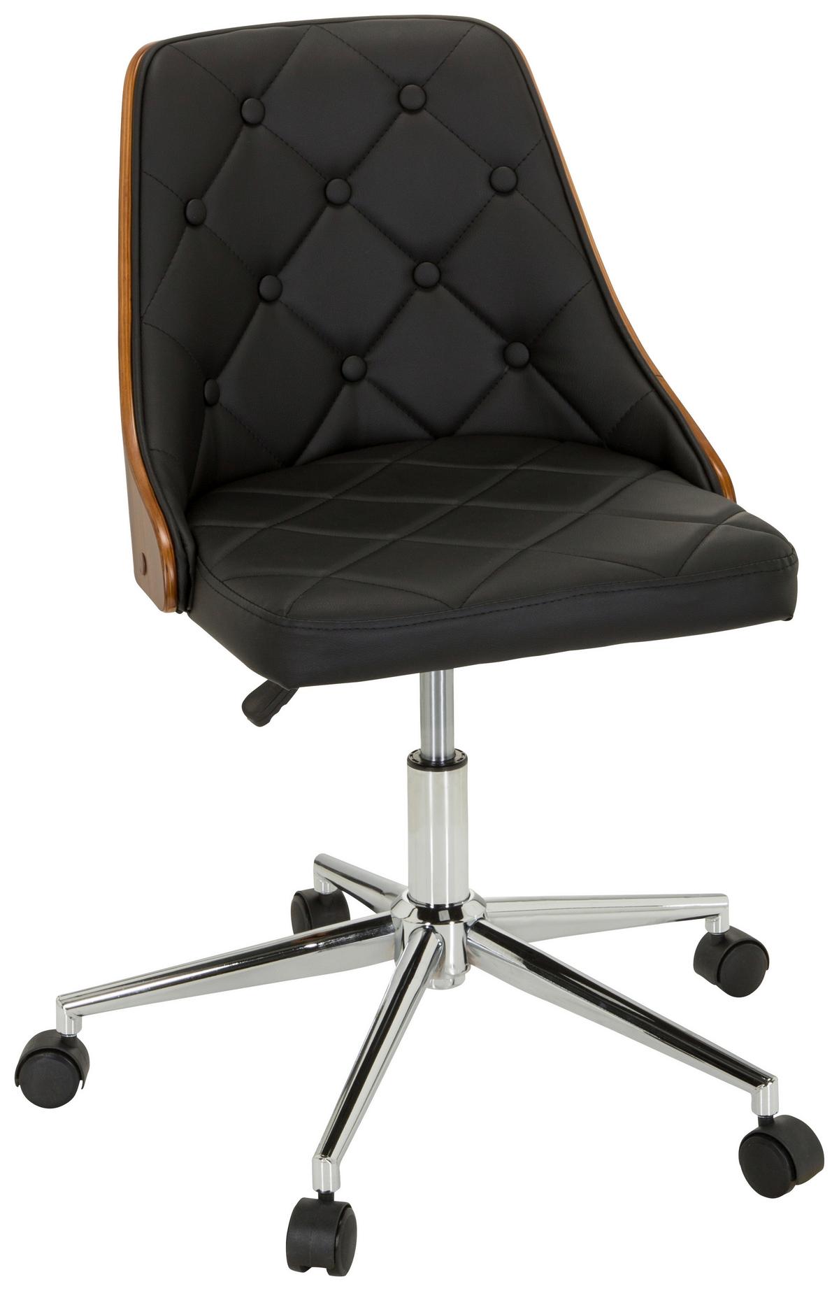 Drehstuhl Cenca Schwarz/Teakfarben - Schwarz/Teakfarben, MODERN, Holz/Kunststoff (68/83cm) - MID.YOU