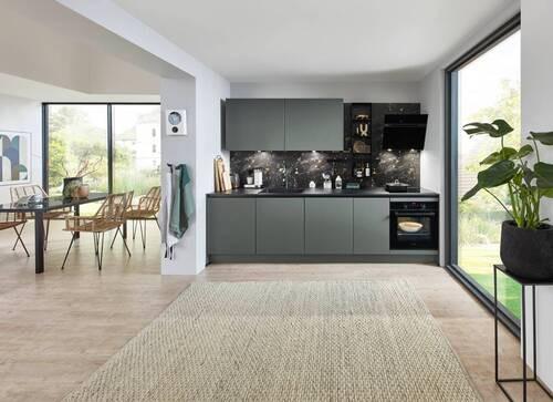 Küchenzeile Eastbourne Ohne Geräte 290 Cm Mineralgrün - Basics, Holzwerkstoff (290cm) - Vertico