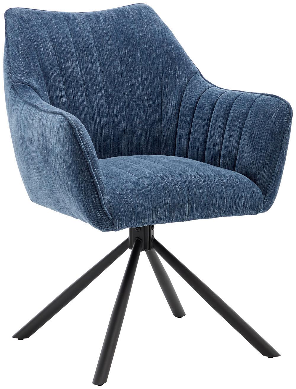 STOLIČKA S PODRÚČKAMI TRIENT - modrá/čierna, Modern, kov/textil (63/88/62cm) - Premium Living