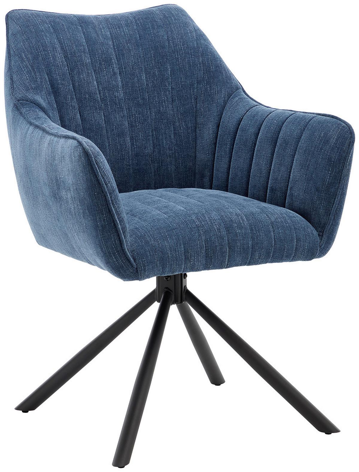 STOLIČKA S PODRÚČKAMI TRIENT - modrá/čierna, Modern, kov/textil (63/88/62cm) - Premium Living