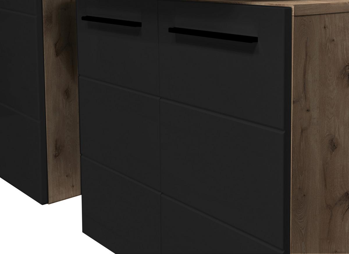Waschbeckenunterschrank Vista B: 60 cm Eiche Dekor/Schwarz - Eichefarben/Schwarz, Basics, Holzwerkstoff (60/62/31cm) - MID.YOU