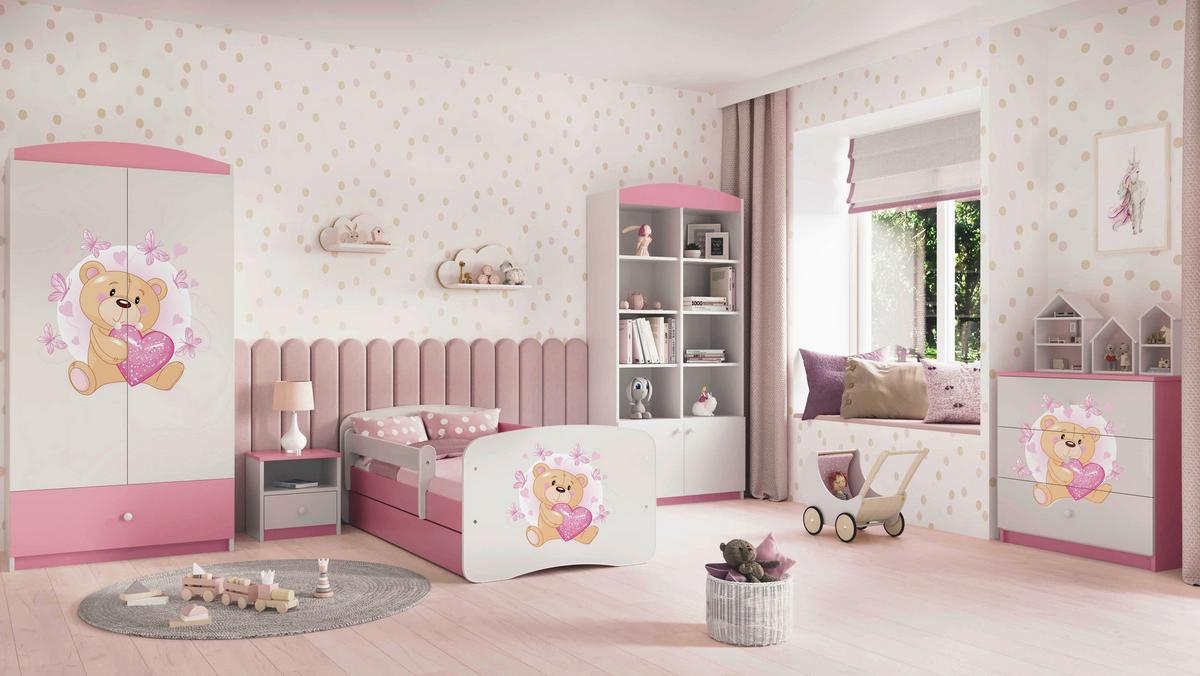 Kinder-/Juniorbett Babydreams inkl. Matratze 80x160 - Pink/Birkefarben, MODERN, Holz/Holzwerkstoff (80/160cm) - MID.YOU