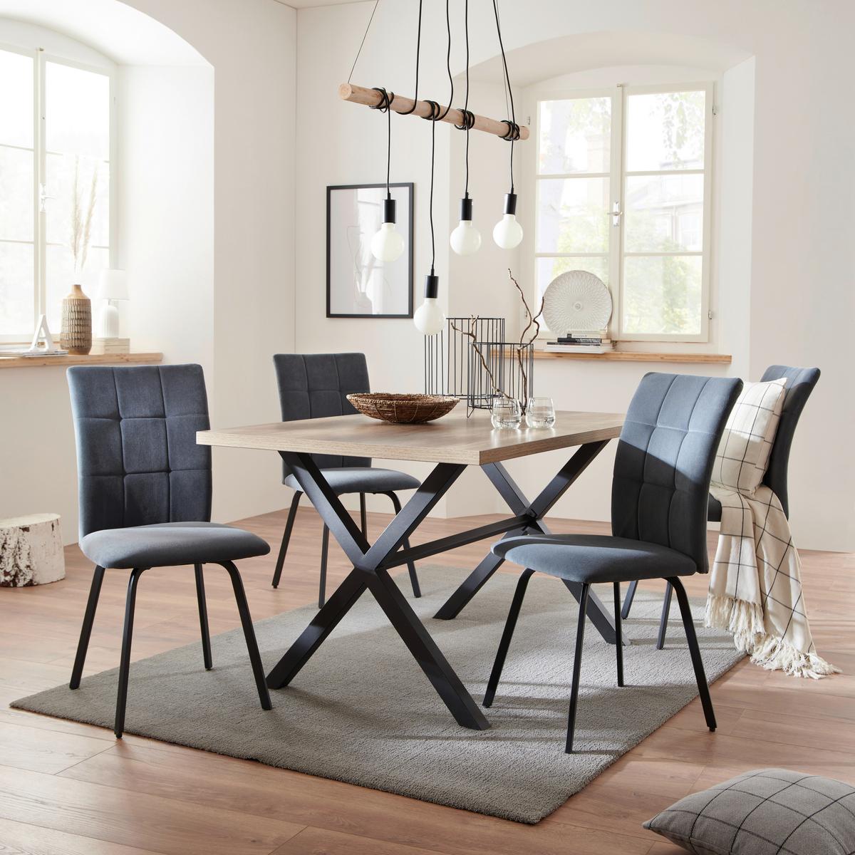 Étkezőasztal Bonny T - tölgyfa/antracit, Konventionell, faalapú anyag/fém (140/75/90cm)