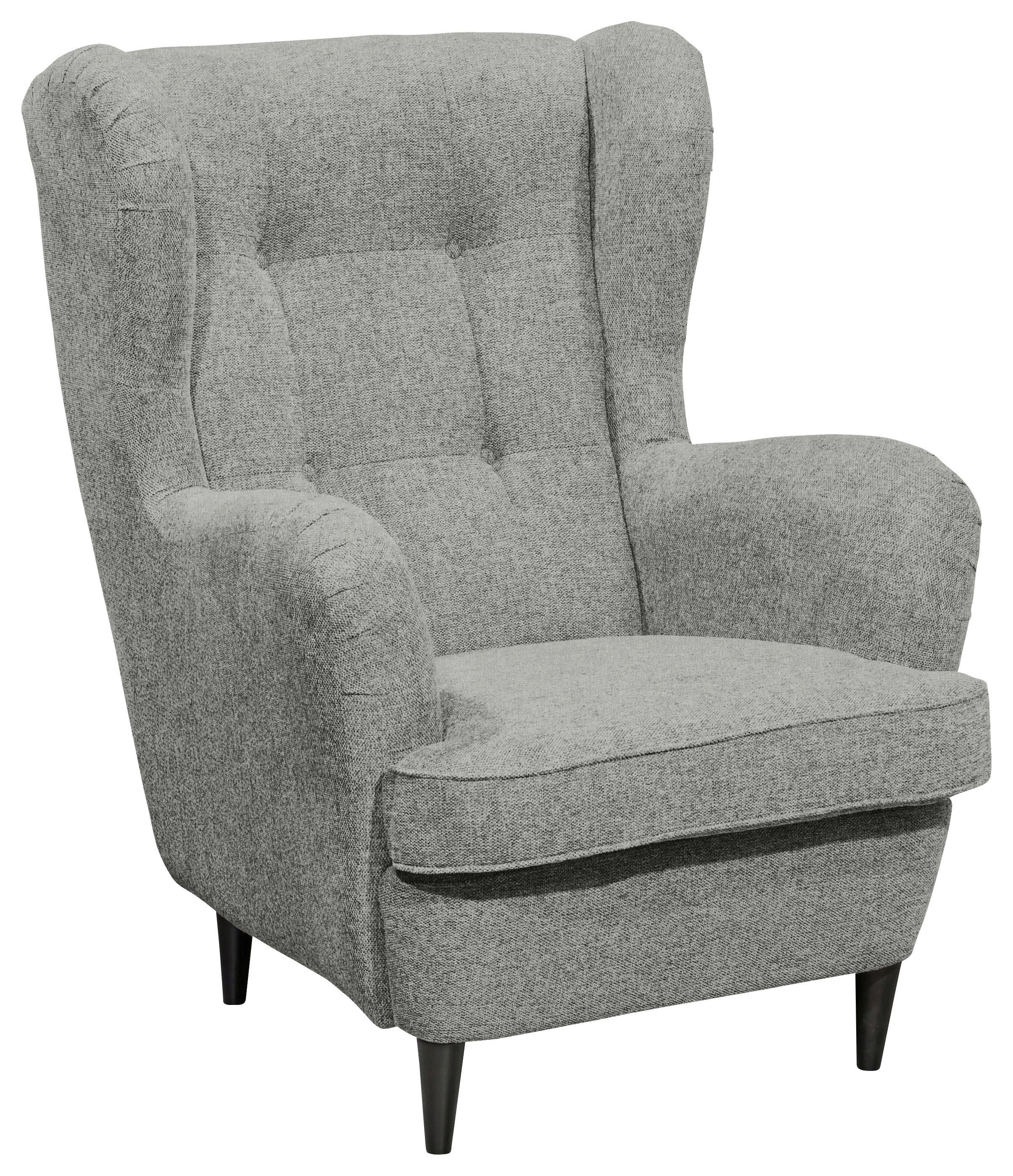 Ohrensessel Oskar Hellgrau B: 78 cm - Hellgrau/Schwarz, Basics, Textil (78/102/98cm) - MID.YOU