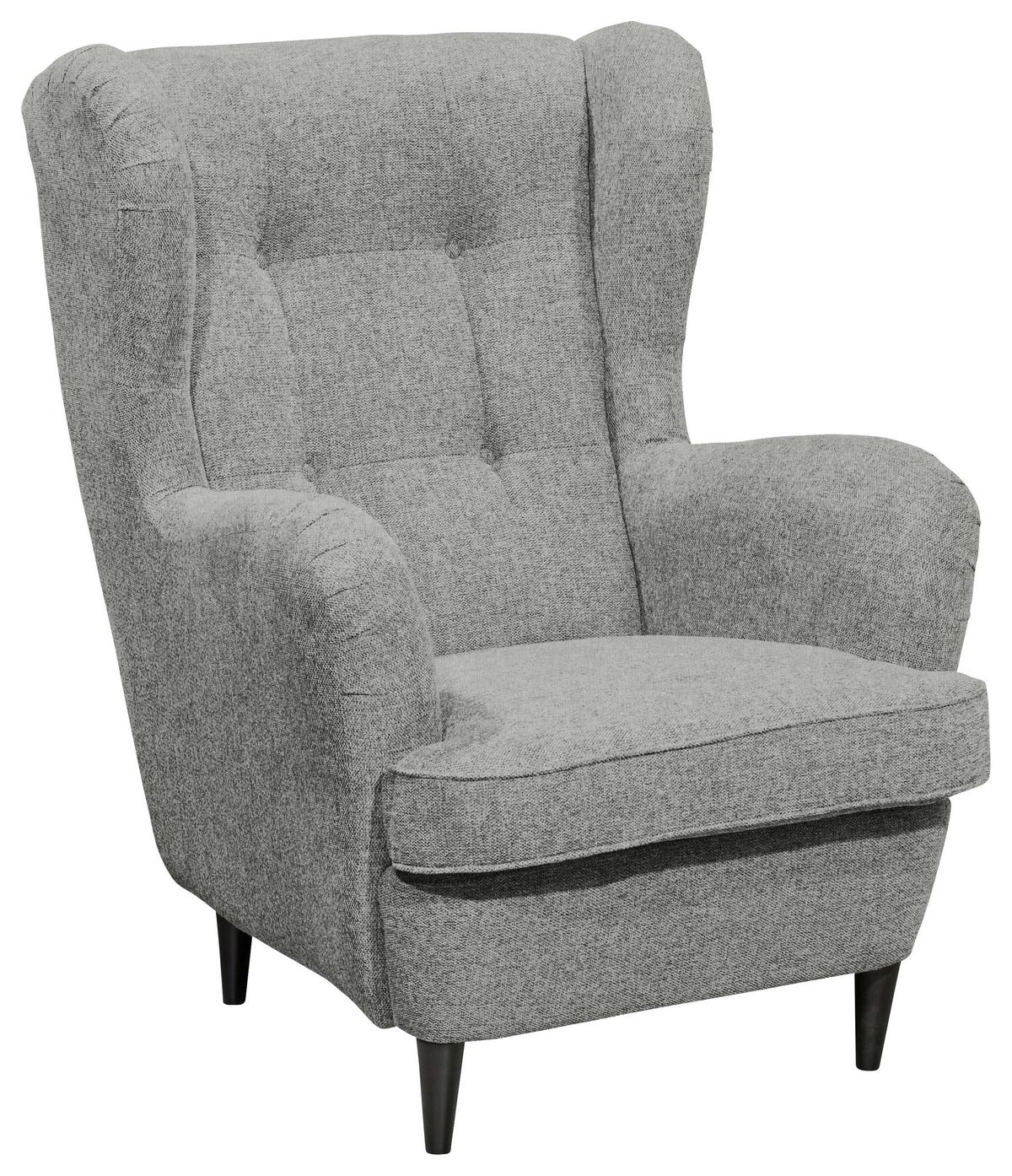 Ohrensessel Oskar Hellgrau B: 78 Cm - Hellgrau/Schwarz, Basics, Textil (78/102/98cm) - MID.YOU