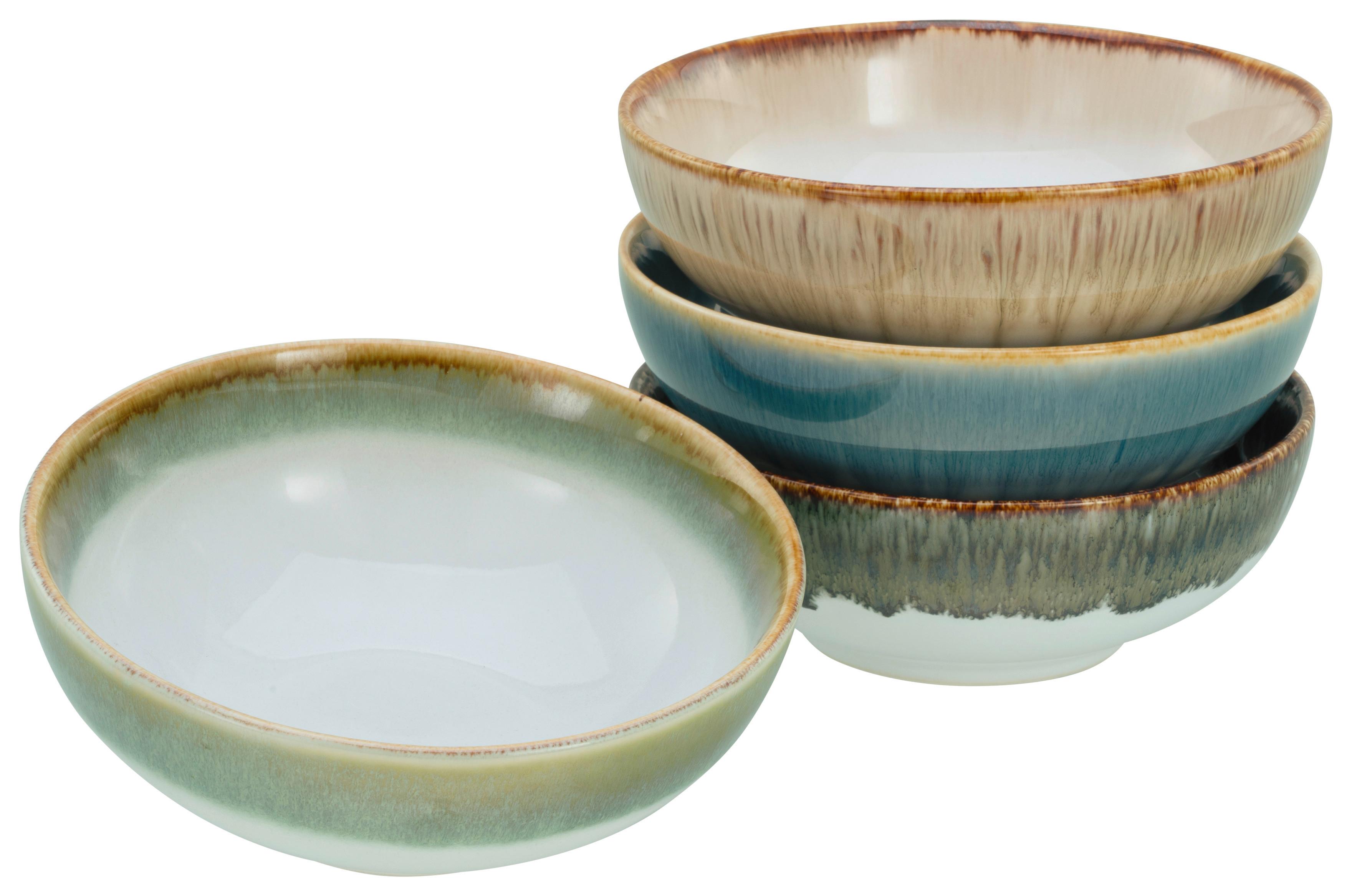 Schüsselset Steingut 4--teilig. DxH: 16,5x5,5 cm - Blau/Braun, Basics, Keramik (16,5/5,5cm) - Creatable