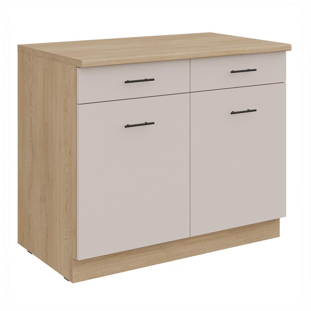 Spodná skrinka FOX II š.100 cm - čierna/kašmírová, kompozitné drevo/plast (100/84,8/60cm)