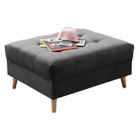 Polsterhocker Alice Anthrazit Webstoff H: 48 cm Holzbeine - Anthrazit/Kieferfarben, KONVENTIONELL, Holzwerkstoff/Textil (106/48/80cm) - MID.YOU