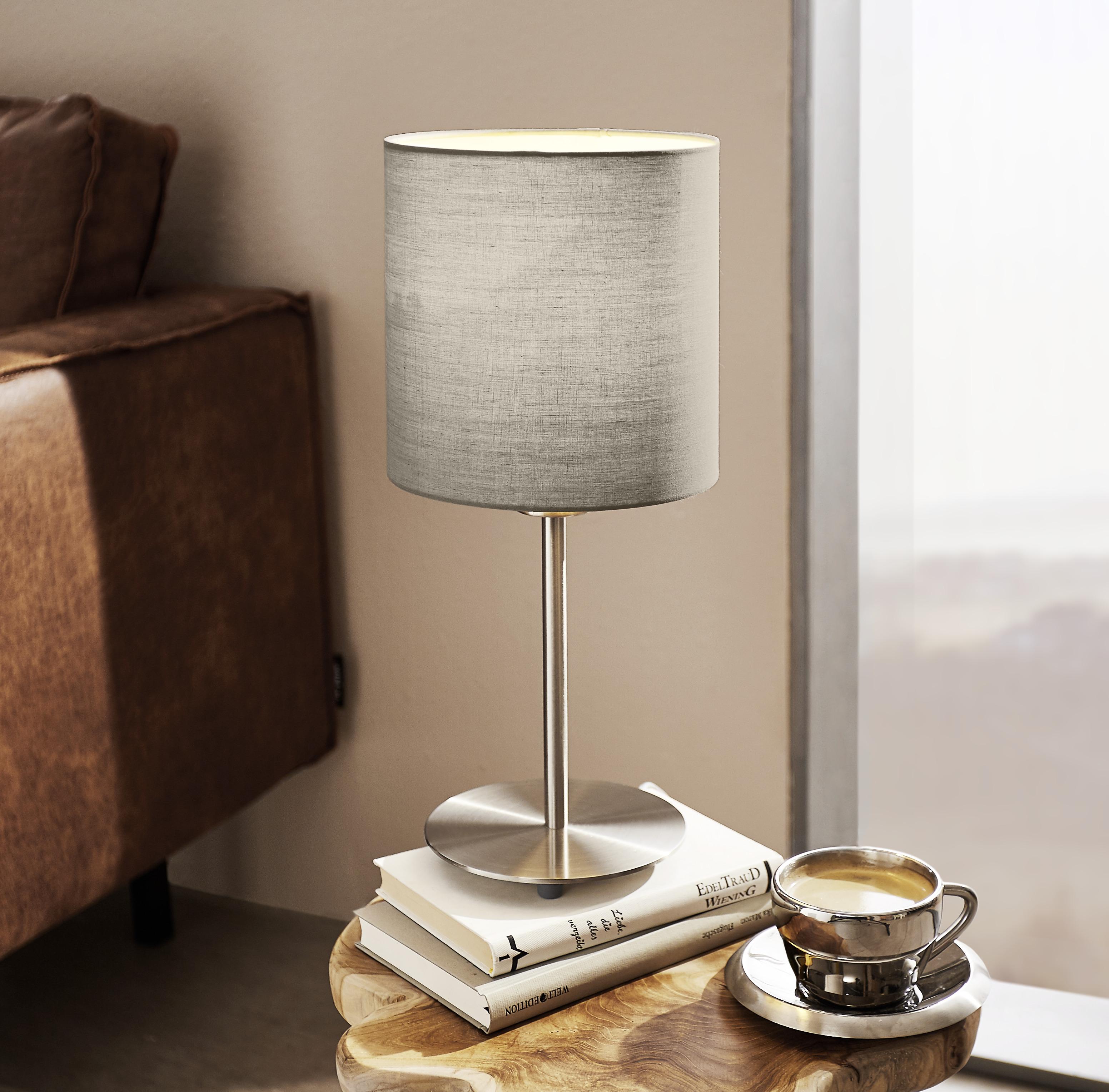 Tischleuchte 31595 Pasteri - Taupe/Nickelfarben, KONVENTIONELL, Textil/Metall (18/40cm) - Eglo