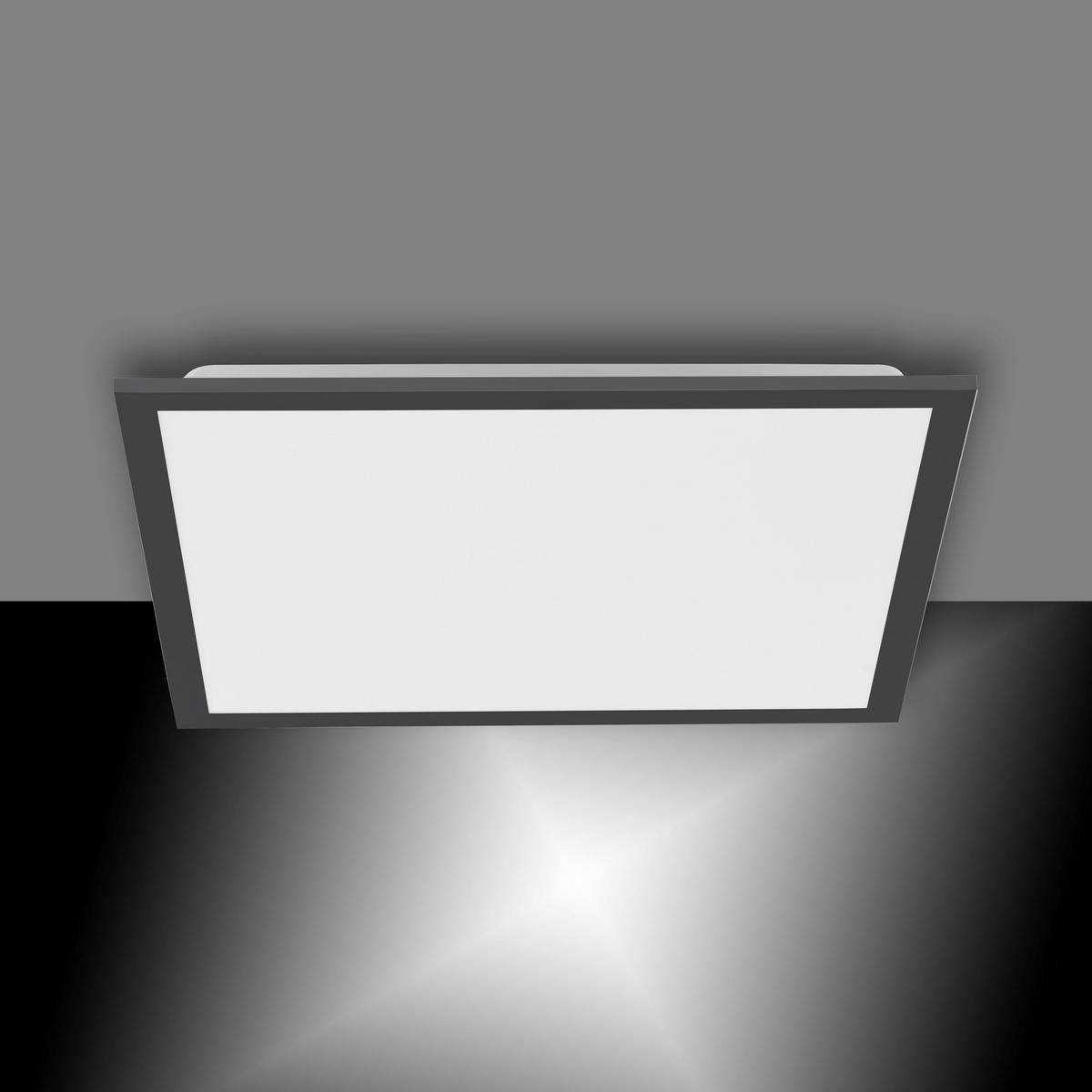 Led-deckenleuchte Flat L: 44,5 Cm Dimmbar Mit Fernbedienung - Schwarz, Basics, Kunststoff/Metall (44,5/44,5/7cm)