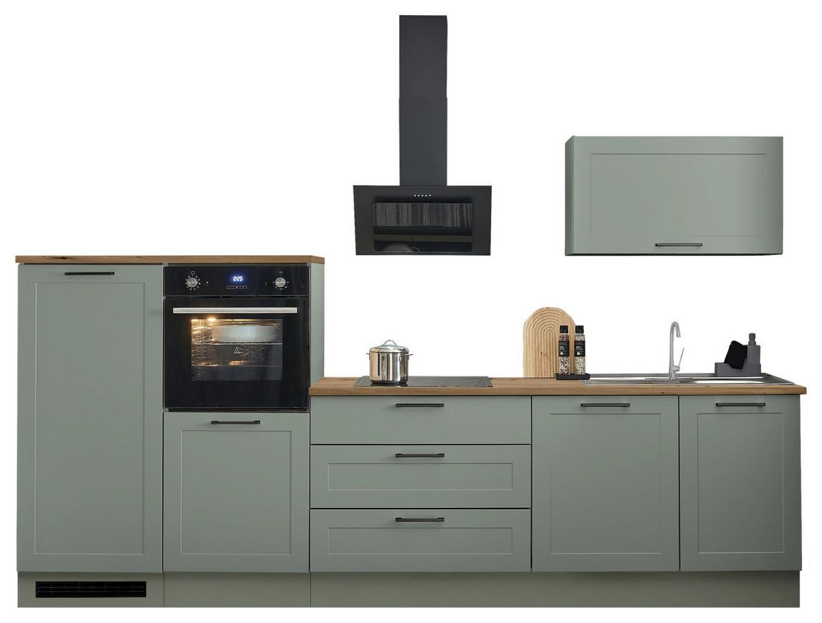 Küchenblock Marseille Grün/Eiche Dekor B: 320 cm - Eiche Artisan/Grün, Design, Holzwerkstoff (320cm) - MID.YOU