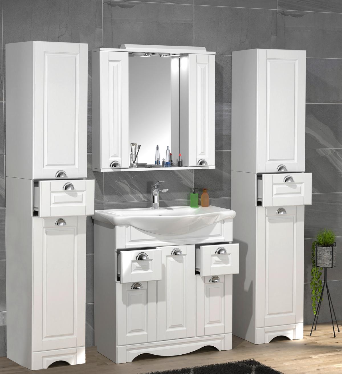 Spiegelschrank Casalo Xl 2-Türig Bxhxt:75x71x14 Cm - Weiß, MODERN, Glas/Holzwerkstoff (75/71/14cm) - MID.YOU