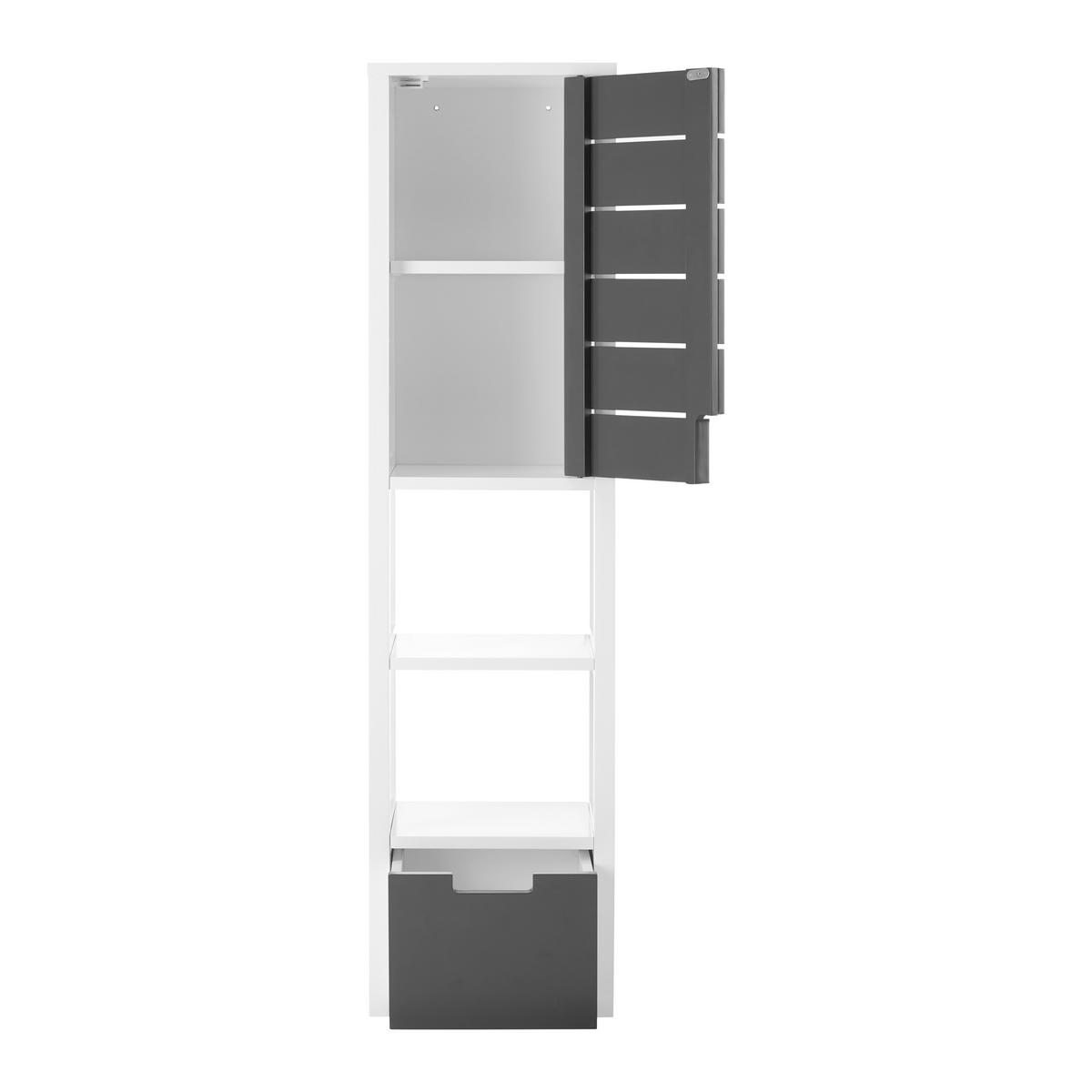Vysoká skříňka TIA - šedá/bílá, Moderní (30/116/24cm) - P & B