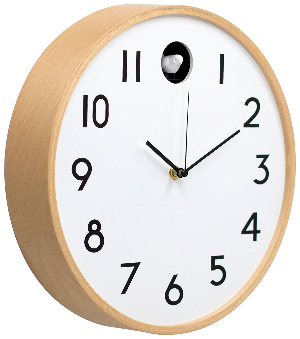 Nástěnné hodiny s nastavitelným zvukem - bílá/přírodní barvy, Moderní, dřevo/kompozitní dřevo (31,5cm) - Mömax