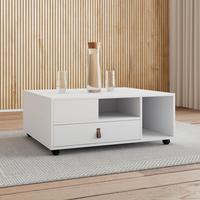 Konferenční stolek MICK - bílá/hnědá, Moderní, kompozitní dřevo/plast (74/88/35cm) - Modern Living