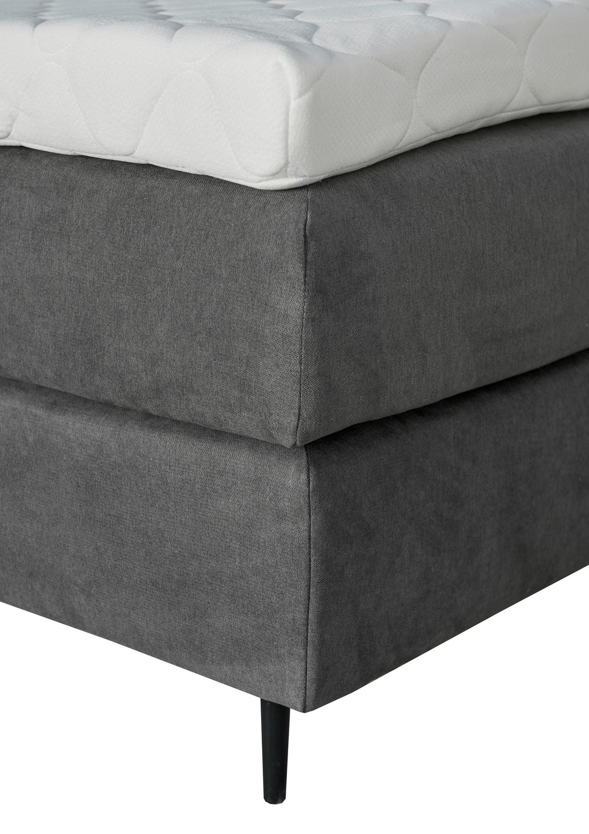 Boxspringbett mit Topper 180x200 Oregon - Dunkelgrau/Schwarz, KONVENTIONELL, Textil (180/200cm)