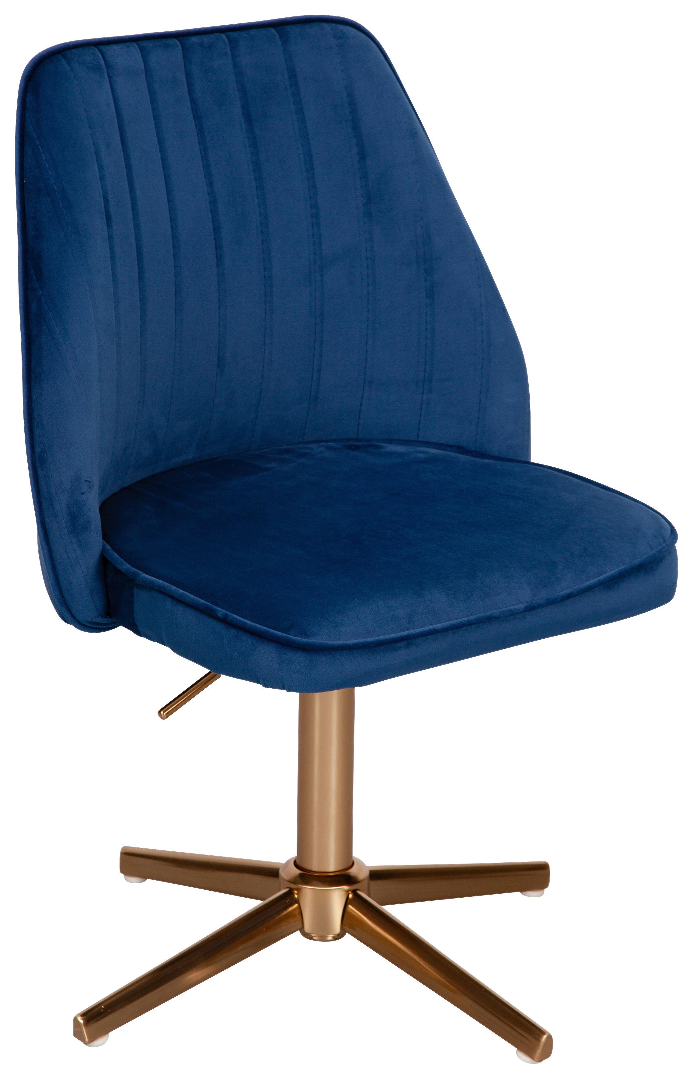Drehstuhl Samt Blau/Gold Gepolstert