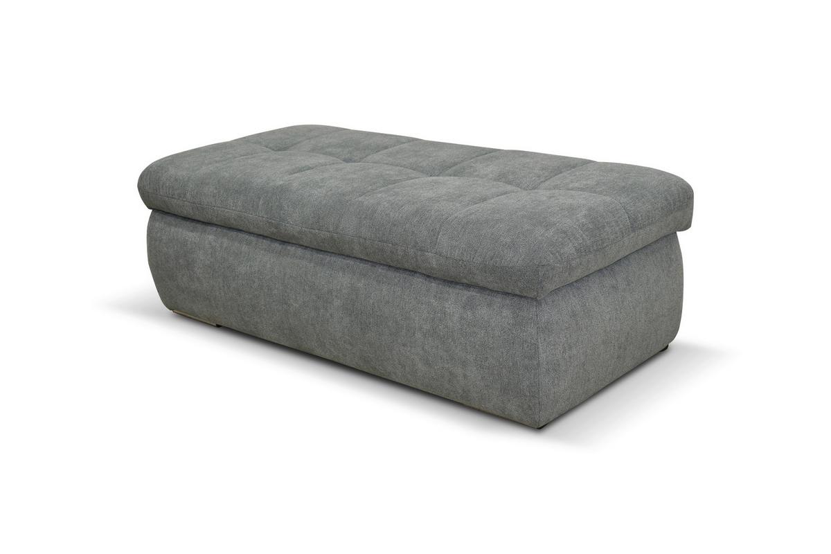 Hockerbank Moric Mikrofaser Dunkelgrau H: 64 cm mit Stauraum - Chromfarben/Dunkelgrau, KONVENTIONELL, Textil (136/64/43cm) - MID.YOU