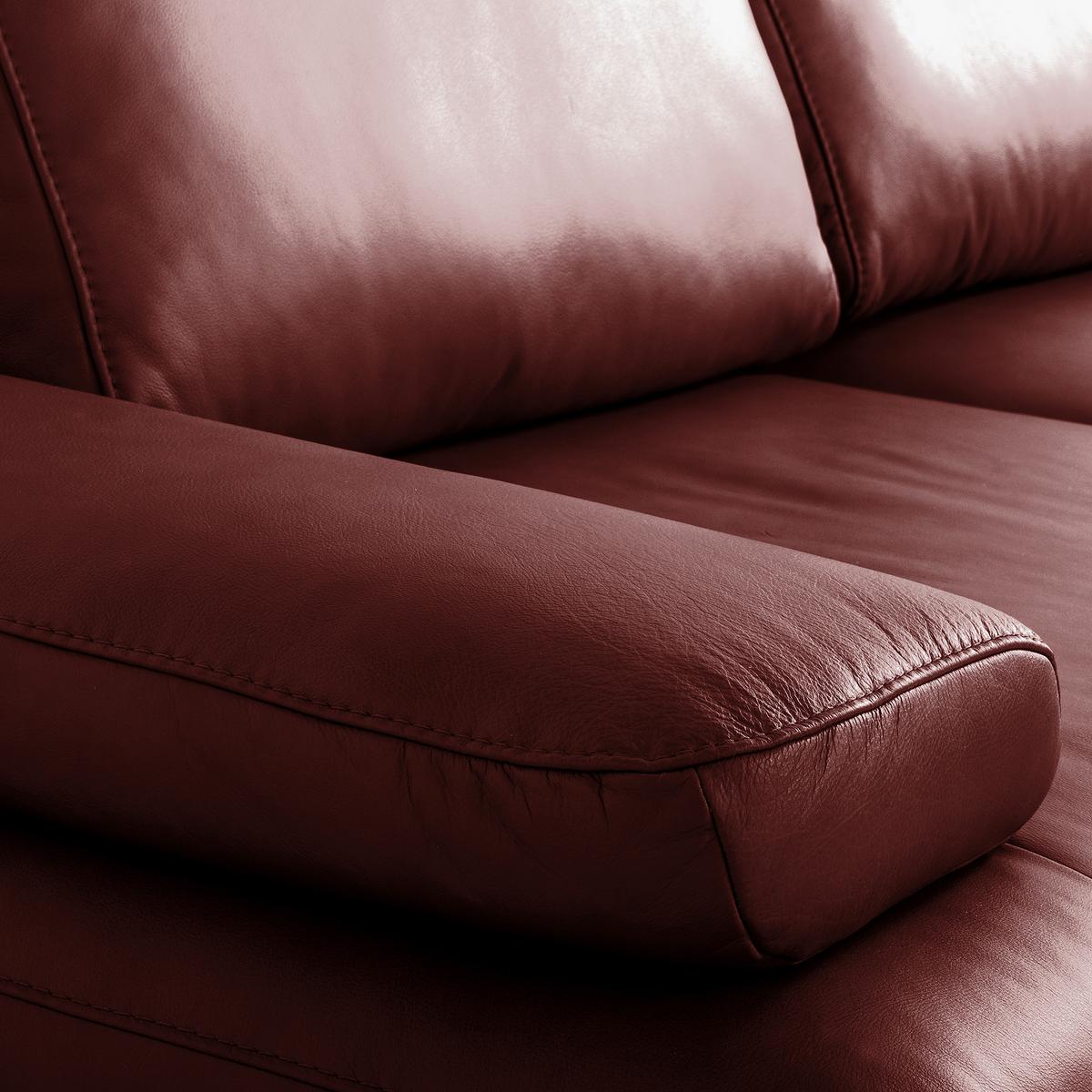 Ecksofa Como Echtleder Rot 306x237 - Rot/Schwarz, Design, Leder (306/237cm) - Livetastic