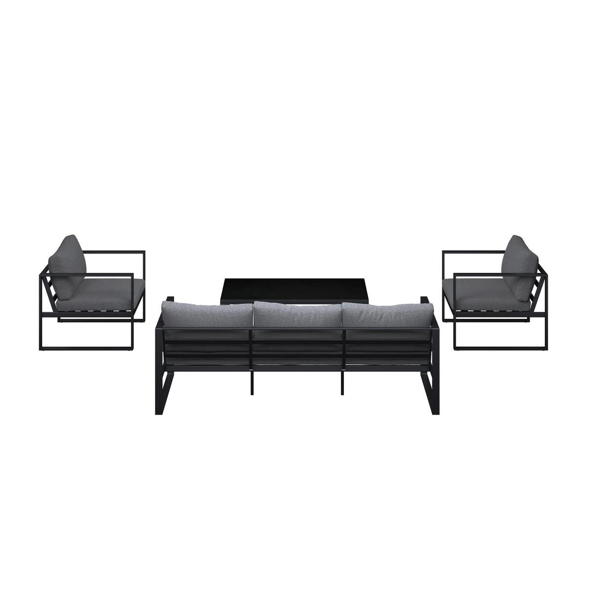 TERASOVÁ SEDACÍ SOUPRAVA AURELIA - antracitová, Moderní, kov/textil - Mömax