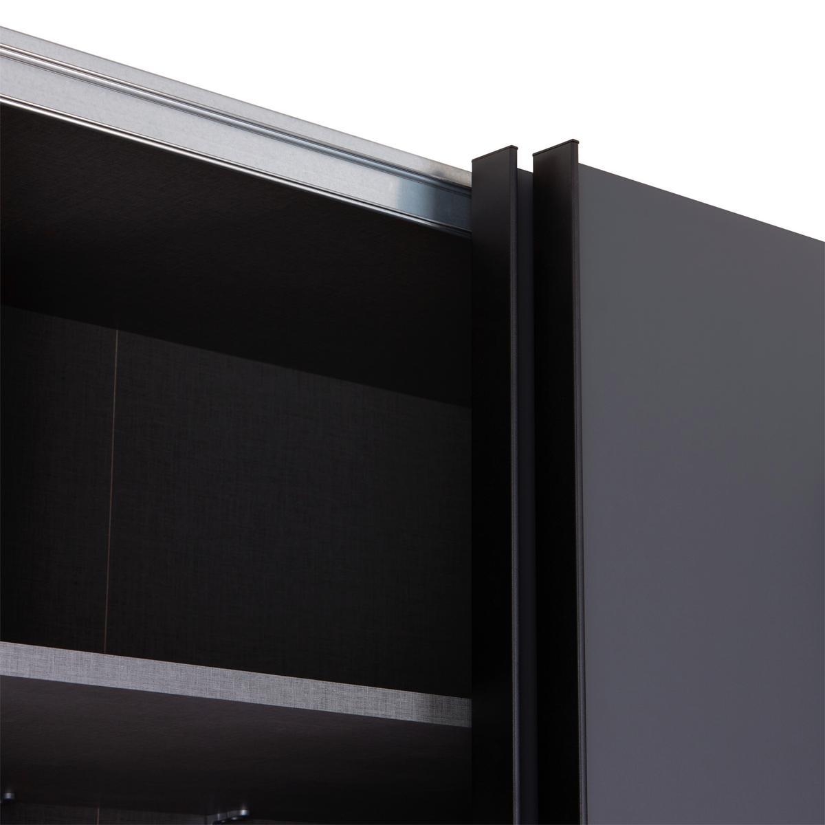 Schwebetürenschrank + LED 270cm , Graphit/Eiche Dekor - Eichefarben/Graphitfarben, KONVENTIONELL, Holzwerkstoff (270/225,5/60cm) - James Wood