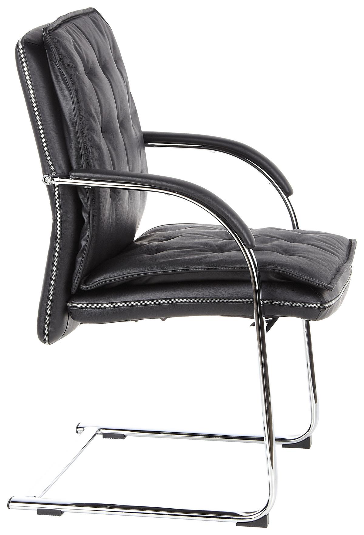 Besucherstuhl Villa Schwarz Bis 110 Kg - Schwarz, Basics, Leder/Metall (60/100/47cm) - MID.YOU