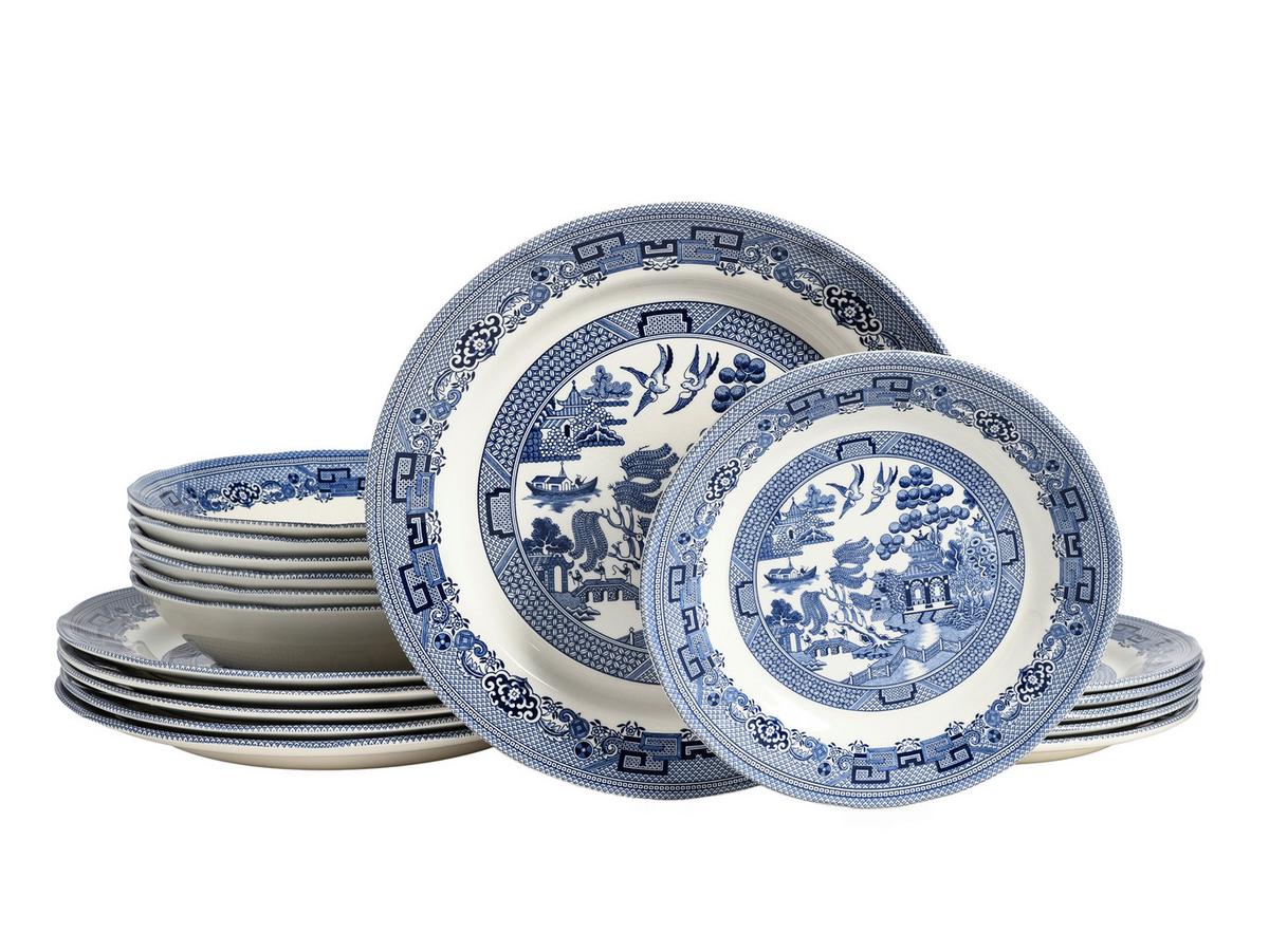 Tafelservice China Town Blau, Weiß L: 31 cm - Blau/Weiß, Basics, Keramik - Creatable