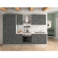 Küchenblock Afrodite Mit Kühlschrank 300 cm Dunkelgrau - Dunkelgrau/Alufarben, LIFESTYLE, Holzwerkstoff/Kunststoff (300cm) - MID.YOU