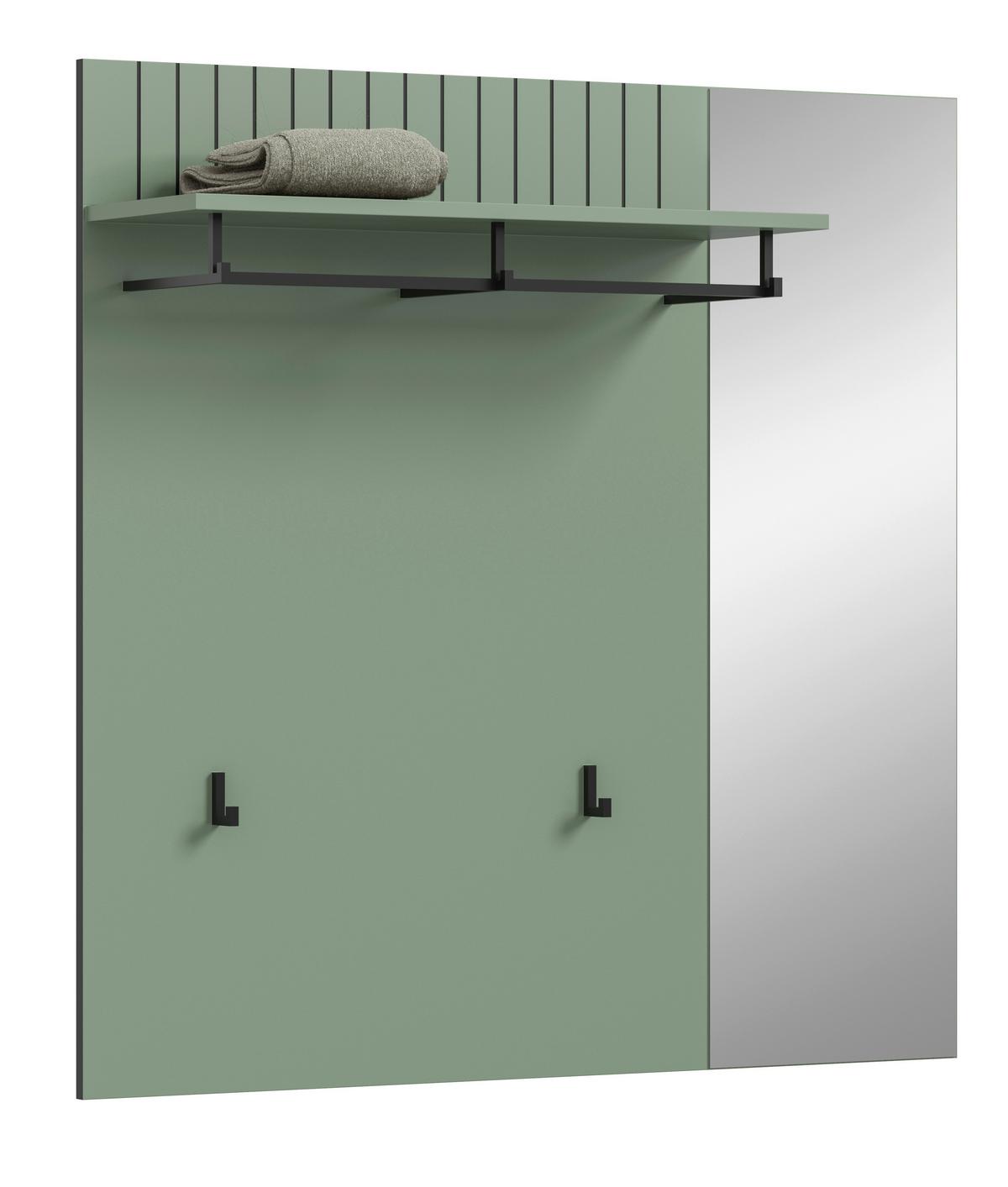 Garderobenpaneel Station Graugrün B: 106cm - Graugrün, Design, Holzwerkstoff (106/106/27cm) - MID.YOU