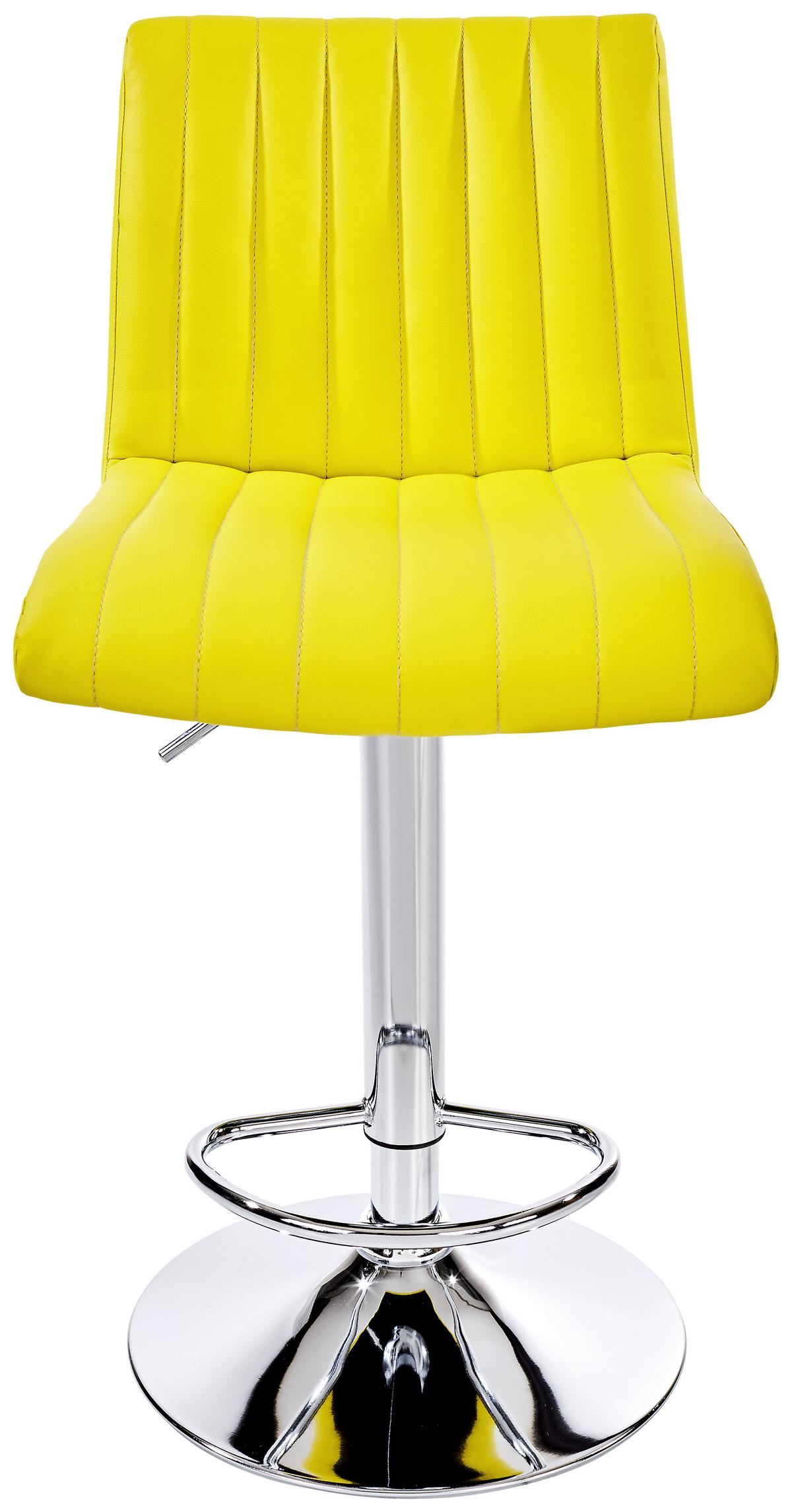 Barhocker höhenverstellbar mit Lehne Party Gelb/Chrom - Chromfarben/Gelb, MODERN, Textil/Metall (43/91-112/54cm) - MID.YOU